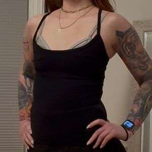 Bebe sport silver black tank top